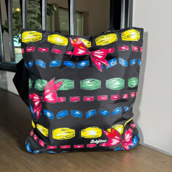 Brighton Take A Beau Black Multi-Color Bow Print Tote with Satin Bow - Picture 6 of 7